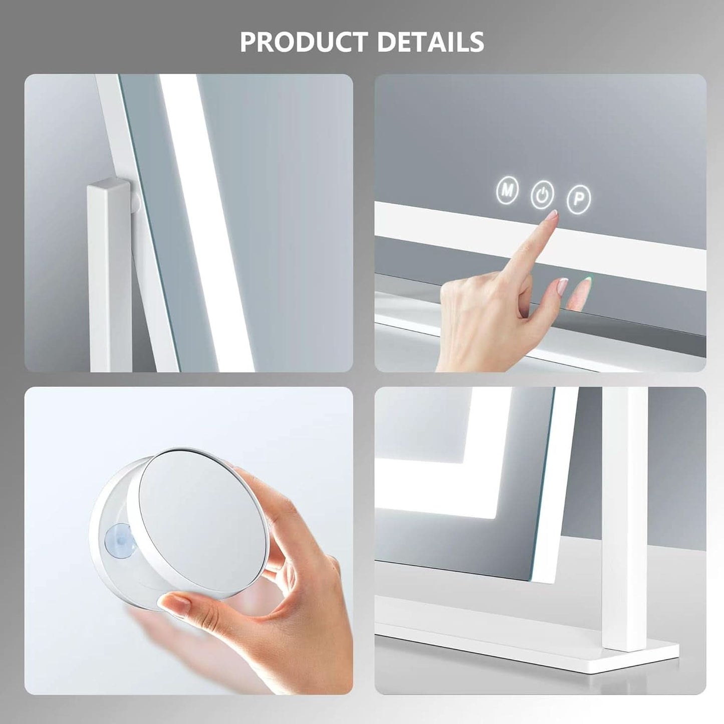 LED Makeup Vanity Mirror With Lights 15.2 Inch White