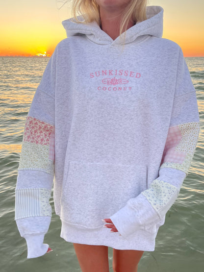 Sunkissedcoconut Quilted Pastel Embroidered Hoodie