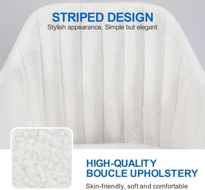 Ivory Boucle Vanity Chair Height Adjustable Makeup Desk Chair