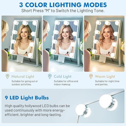 Lighted Makeup Vanity Mirror 14 Inch With 3 Color Modes