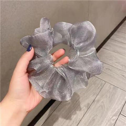 Oversized Scrunchies Organza Hair Ties Elastic Hair Band Women Girs Ponytail Holder Fashion Hair Ropes Ponytail Holder Hair Tie Ponytail Holder Accessories for Women Girls