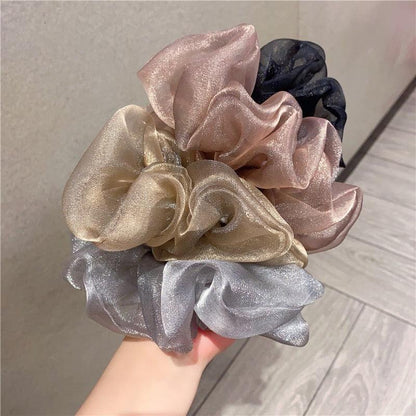 Oversized Scrunchies Organza Hair Ties Elastic Hair Band Women Girs Ponytail Holder Fashion Hair Ropes Ponytail Holder Hair Tie Ponytail Holder Accessories for Women Girls